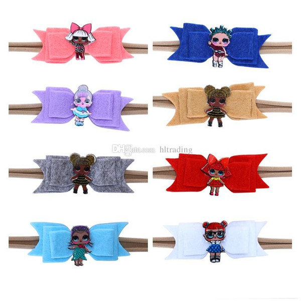 Baby girls bow-knot dolls Headbands sets Kids Bow hair band Children Headwear Boutique Newborn hair accessories cartoon Turban C5733