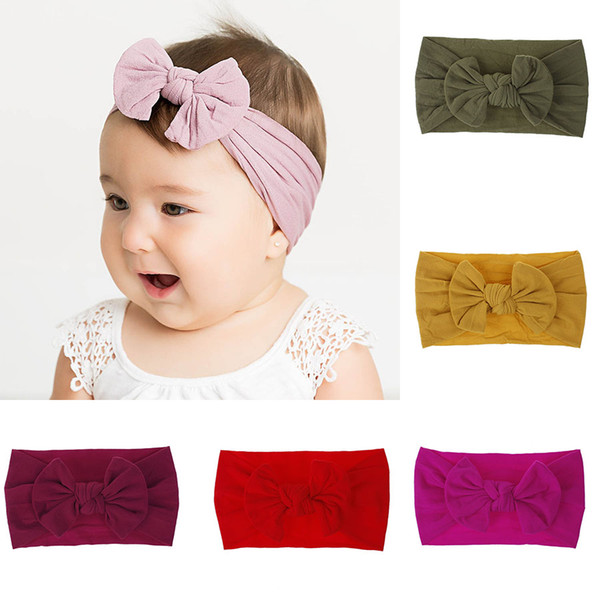 Baby girls bow-knot Headbands Kids Bow hair band Children Headwear Boutique Newborn hair accessories 21 colors Turban C5691