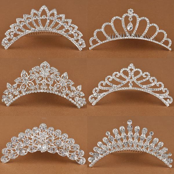 Baby girls princess Crown Princess combs Mini Twinkle Rhinestone Diamante Crown Hair Comb Hair Clip Tiara for Party Wedding C5681