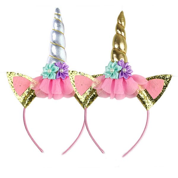 Kids Girl Hairband Unicorns Wig Braid Hair Clasp for Child Party Dress Unicorn Headbands Ear Headwear