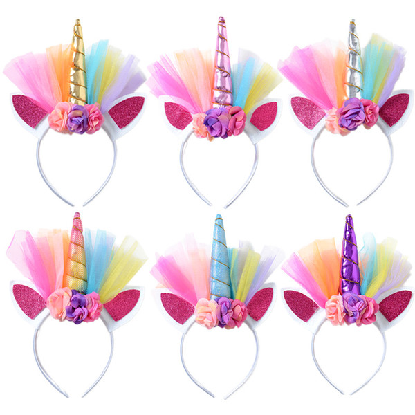 Unicorn Hairband Kids Unicorn Headband for Party DIY Hair Accessories Flower Hair Clasp Cosplay Crown Baby Headband Cat Ears