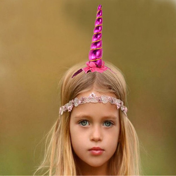 Unicorn Horns Hairband Kids Infant Cartoon Girls Handmade Hair Decorative DIY Headband Baby Hair Accessories Birthday Gifts