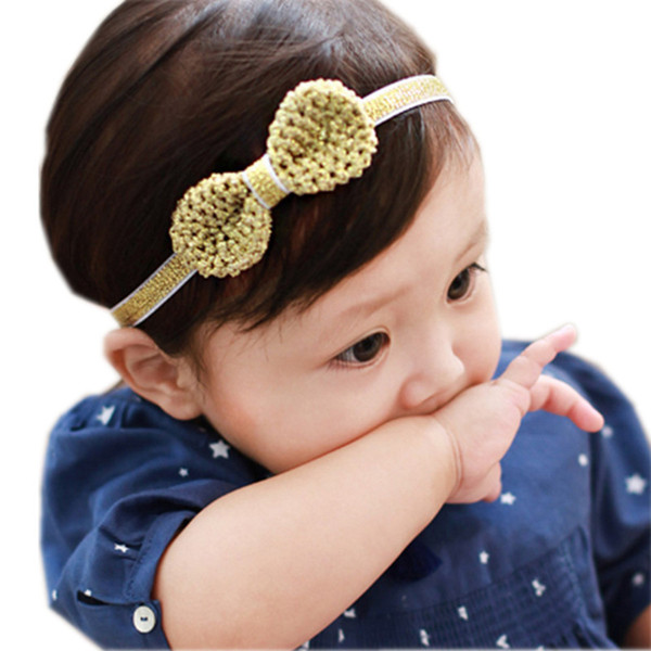 Baby Glitter Bow-knot Hairband Pretty Hair Accessories Silver Gold Headband Infant Girl Hair Band Childern Hair Clips