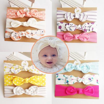 New Baby girl Headband Unicorn Mermaid hair accessories Knot Bows Bunny band Birthday gift Flowers Geometric Print 3pcs/card Boutique