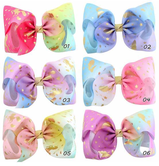 10piece/lot 8 inch JOJO European and American style explosion girls hot stamping sequins print headwear children's bow hairpin hair accessor