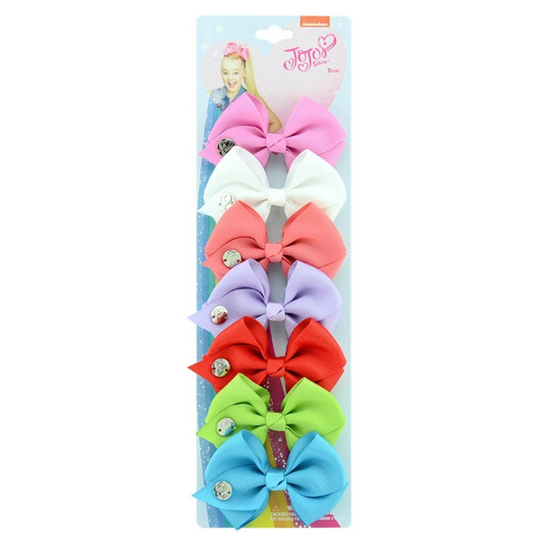 Jojo Hairpin Set Accessories 7 Colors One Card Kids Girl Big Hair Clip Curling Bow Hairpin Christmas Print Baby Headdress HKI89