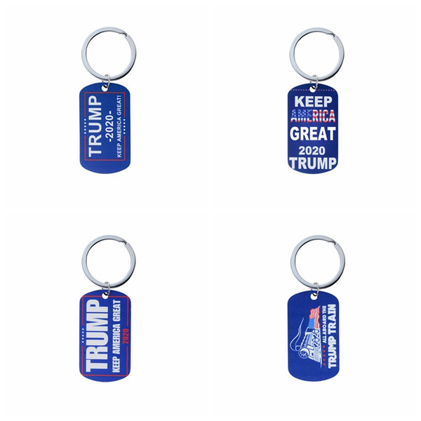 8styles Trump Keychains Necklace Stainless Steel Trump Tag Keep America Great Keyring 2020 Donald Trump Train Key chains Jewelry GGA3223