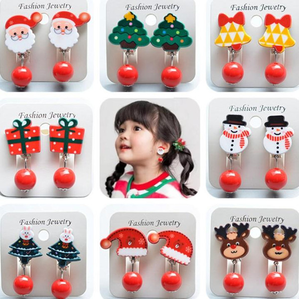 New American Style Childrens Cute Cartoon Earrings Best Sale Girls Christmas Party Plastic Jewelry Performance Kids Cute Earrings