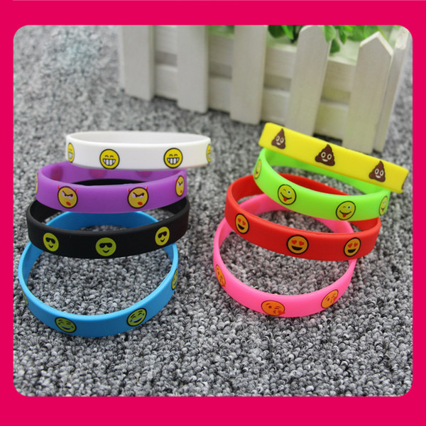 Lovely Emoji wristbands 8 colors Emoticon silicone bracelets cute printing wristbands kids toys promotion gifts 20.2x1.2cm