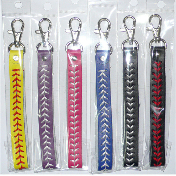 Baseball Keychains PU football woven Key Ring Sports Softball Keys Holders Women Girls Phone Bag Pendant fan Souvenir popular E3309