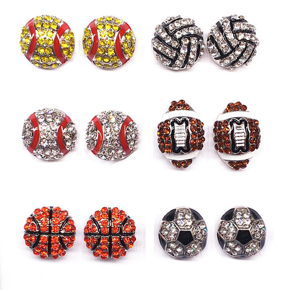 Women Softball Earrings/Eardrop Trendy Sports Ball Drill Diamond Jewelry Outdoor Backetball Rugby Ear Accessories for Girls Gifts E3310