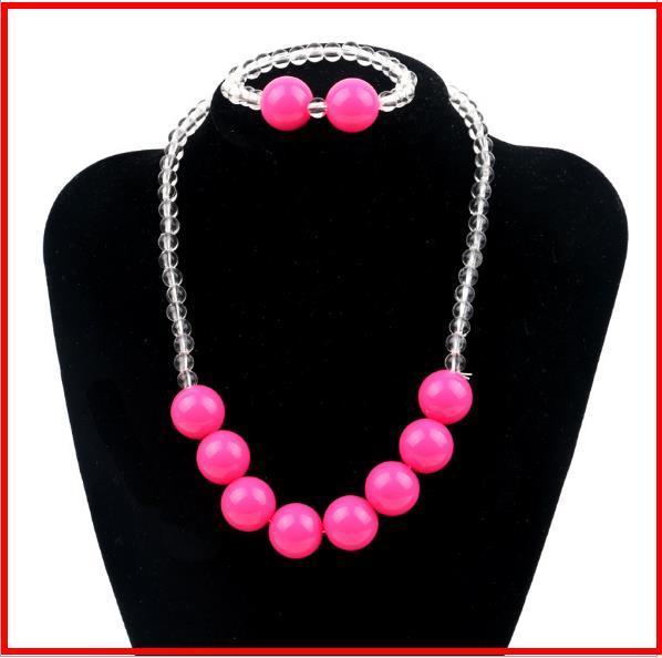 2019 2pcs/set new fashion Fruit pearl necklace Children's Necklace Petal Acrylic Kids Necklace Bracelet Set