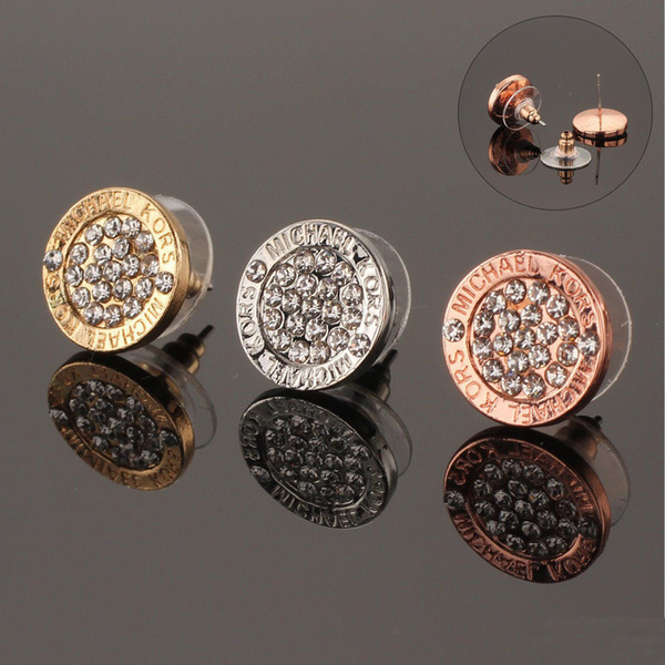 HOT SALE 3Colors Rhinestone Alloy Earrings brand Jewelry Earrings Fashion Stud Earring Jewelry Mothers Day Gifts 10pairs/20pcs