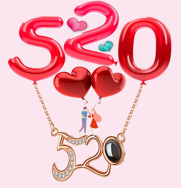 100 Language I Love You Projection Necklace Valentine's Day Anniversary Gift Woman Jewelry Silver Rose Gold Pendant Love Necklace HHA1068