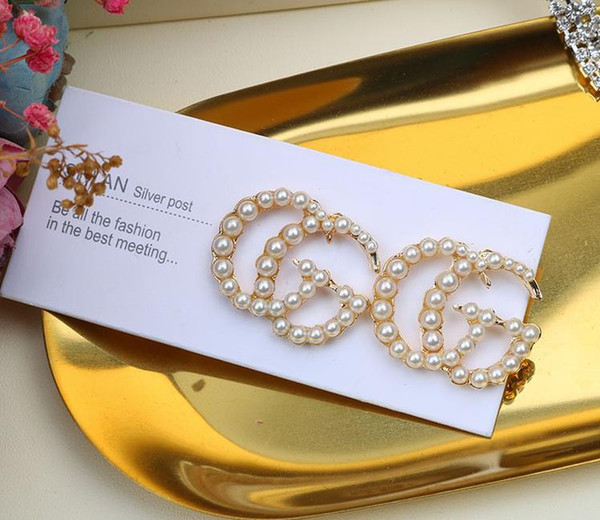 2019 New Fashion Pearls Letters Earrings Drop Earrings Wedding Party Fashion Jewelry Accessories Gifts For Women K01