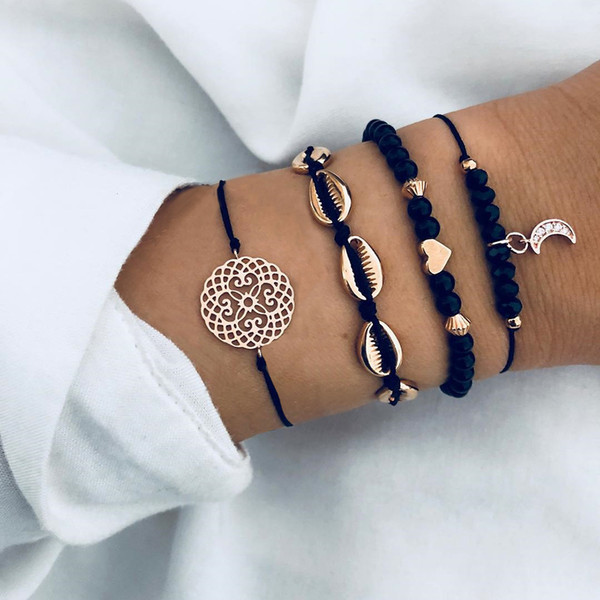 Ailend Bohemian Shell Moon Bracelet Set Fashion Bracelet Women's Gift Vintage Party 2019