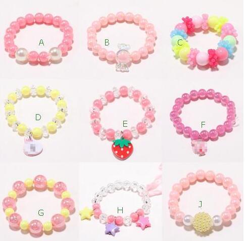 INS 9 styles kids Jewelry accessory Colorful Stars Pearl love heart Charms bracelet Cute Design Princess bracelet kids girl Jewelry gift