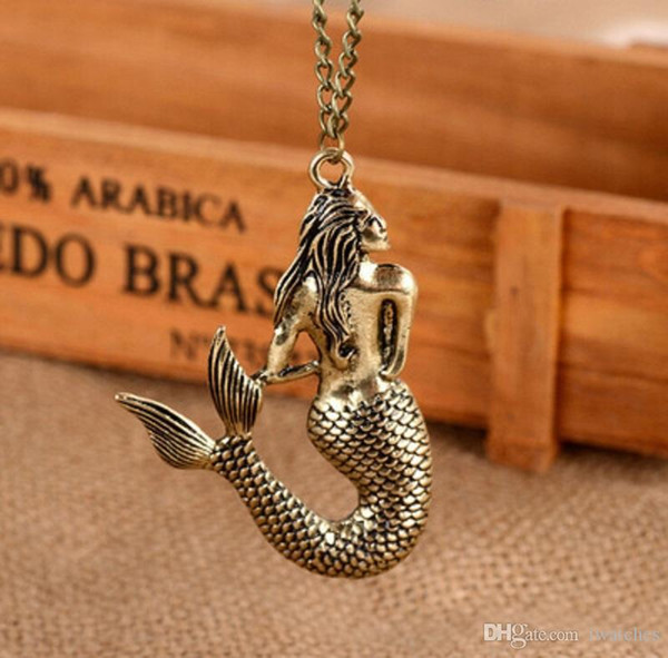 Retro mermaid necklace spring long sweater chain fashion personality female accessories jewelry mermaid pendant free shipping