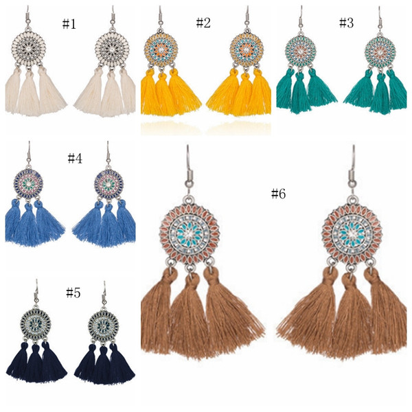 Women Earring Exaggerate Big Sun Flower Long Tassel Earrings Ethnic Female Earring Women Jewelry 12 Bohemia Designs CYL-YW4035