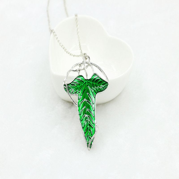 Vintage Arwen Alloy green leaf necklace pendant Brooches Pin Green Leaves Gift Jewelry kids Women gifts for girls