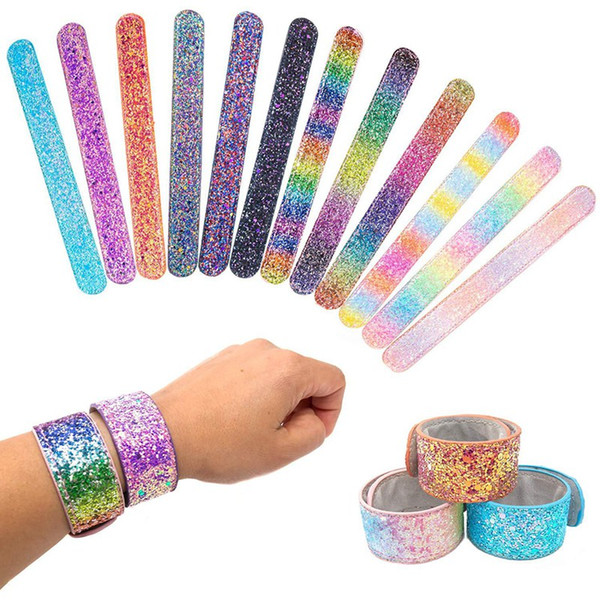 Girls Mermaid Sequins Slap Snap Bracelet Shining Wristband Fashion Party Kids Boys and Girls Jewelry HHA523