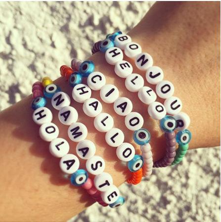 Cool Vsco Girl Letter Bead Bracelet Vsco Friendship Colorful Beaded Bracelets Say Hello to the World Letter Bead bracelets MMA2718