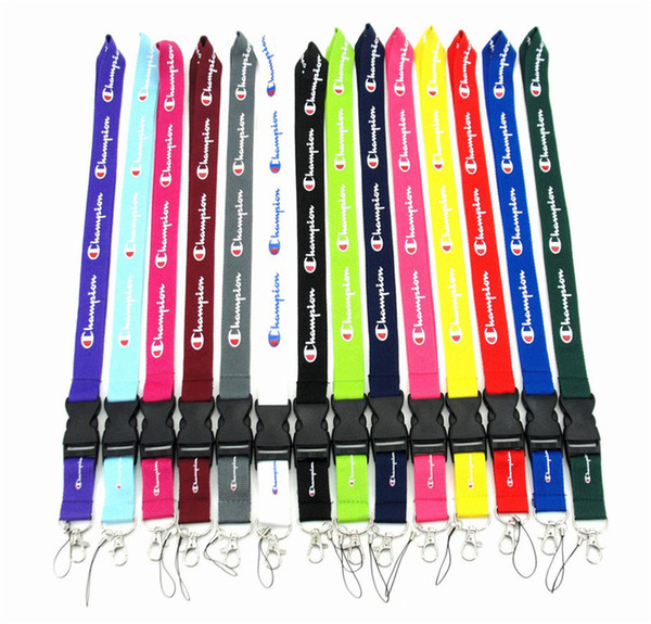 14 Colors Champion lanyard ID card Phone Straps Detachable neck key chains Strap accessory Sports Keychain Lanyards Rope Keys Holder E21907