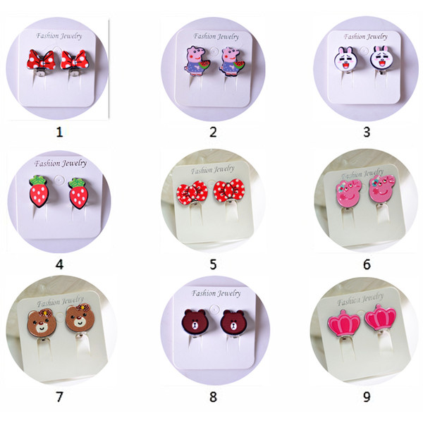 40 styles High quality children ear clip-on earrings painless earless female fake earrings love cartoon invisible ear hanging ear bone clip