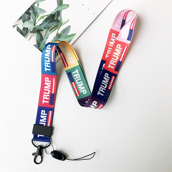 2020 Donald Trump Cell Phone Lanyard Keys Holder Straps USA National Flag Print Cellphone Lanyard ID Card Neck Key Chains Straps D3301