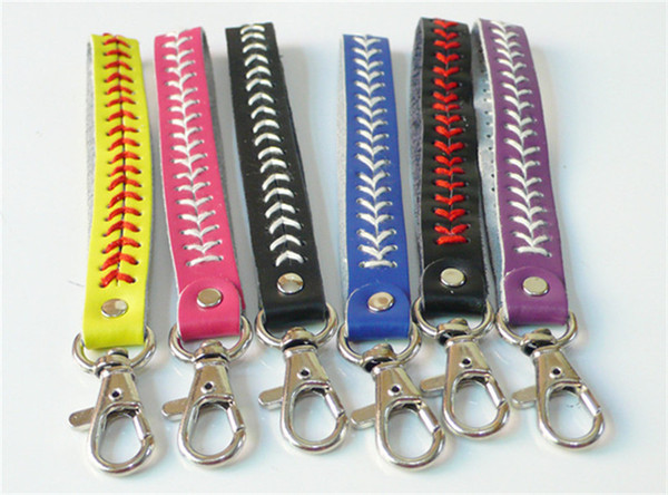 Trendy PU Leather Weave Keychains Creative Key Ring Women Girls Phone Bag Pendant Souvenir Sports Softball Baseball Keys Holders E3309