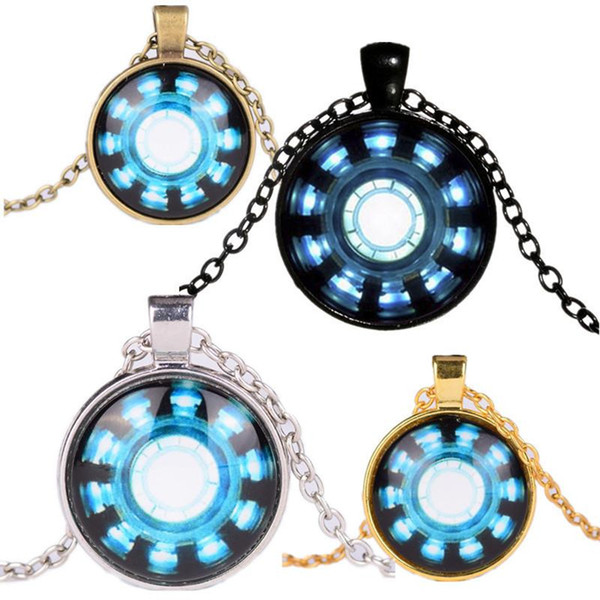 Necklaces Pendant Avengers 4 Endgame Iron Man Captain America Heart Arc Necklace Key Holder 25MM Time Gemstone Necklace Phone Chain A41006