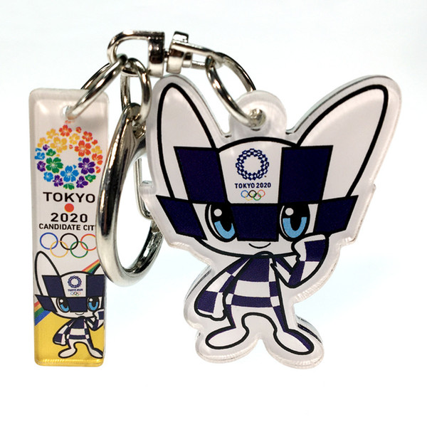 2020 Tokyo Olympic Games Keychains Transparent Mascot Key rings For Souvenir Gift Acrylic keychain wholesale Product