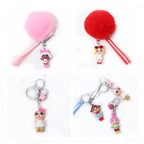 2020 metal pvc Keychain Soft Fur Ball Lovely Soft Lining Key Chains Ball cartoon doll Plush Keychain Car Keyring Bag Earrings Accessories