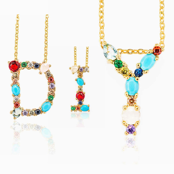 Classic Necklace Jewelry Letter A-Z Alphabet Initial Charms Bead Necklace Pendant Necklace Fashion Lady Jewelry Party Festival Gift MMA3173