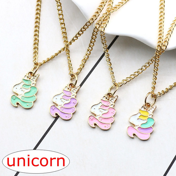 INS Fashion Unicorn Choker Necklace Gold Enamel Animal Clavicle Necklaces & Pendants For Women Girls Christmas Gift 4colors choose free ship