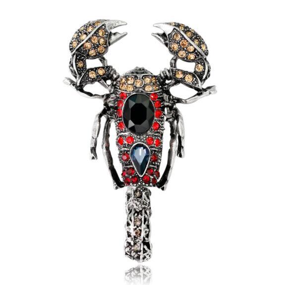 Retro personality alternative wild scorpion animal pattern rhinestone color hot goth party elegant temperament cute neutral delicate brooch