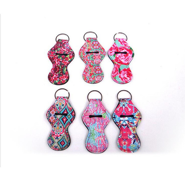 65 Styles Lily Lipstick Holder Keychain Cover Neoprene Chapstick Holder Lip Covers Colorful Lip Balm Protective Cases Cover Gifts