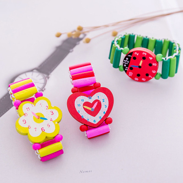 2020 Children wooden toys watches kids play watch,clock bracelets cartoon children kids baby toys C4570