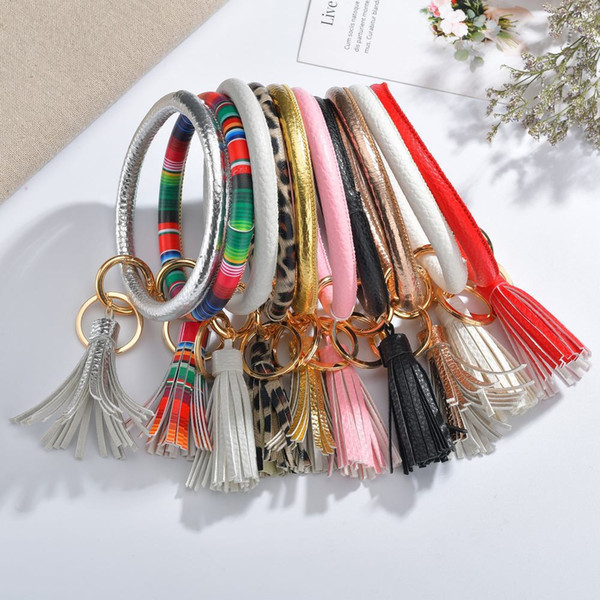 Sunflower Round Bracelet Personalized Leather Tassel Bracelet Keychain Lanyard Bangle Key Holder tassel keychain bracelet MMA2497