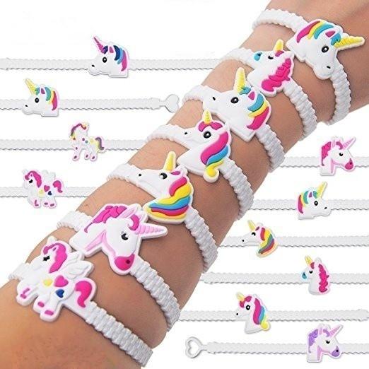 Pawliss Emoji Bracelets Wristband Unicorn Birthday Party Favors Supplies for Kids Girls Emoticon Toys Prizes Gifts Rubber Band