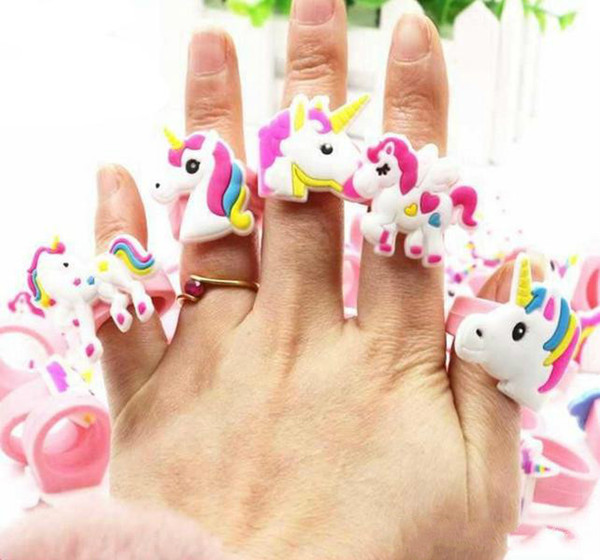 Cute Cartoon Unicorn Ring Unicorn Birthday Party Favors Supplies Kids Baby Finger Ring Toys Kids Christmas Birthday Gift 0601891