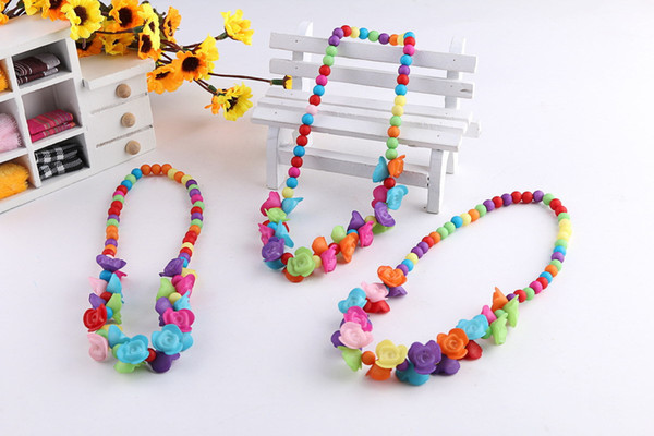 2016 New Hot Children kid Bauble jewelry set handmade necklace Bead Bracelet Bead rose flower necklace