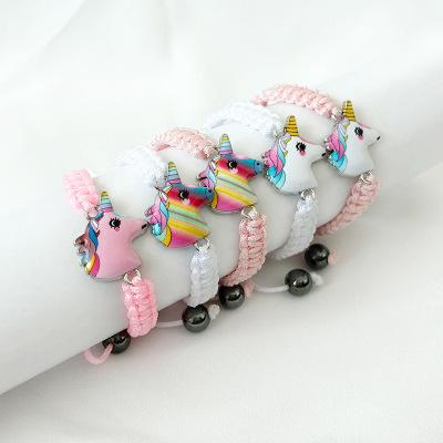 Unicorn Knitting Bracelet 2019 Kids Animals Accessories Baby girl Cute Jewelry Pendant Chain Gifts for Children