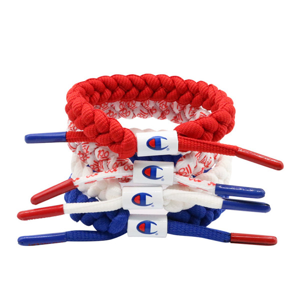 Unisex Champions Letter Shoelace Wristband Bracelet Nylon Sneakers Jewelry Braided Bracelets Street Fashion Accessories White Blue C41206