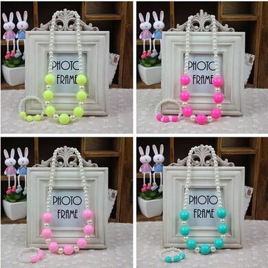 South Korea's new children's baby necklace bracelet candy color jewelry The princess sweater chain accessories