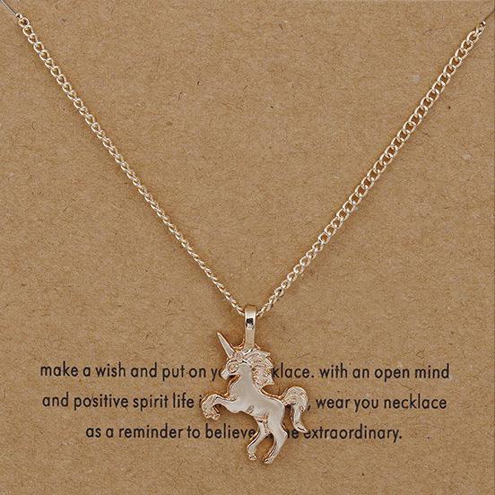 Fashion NO Dogeared LOGO New Gold-color Life Is Magical UNICORN Horse Alloy Clavicle Chain Pendant Chocker Necklace Jewelry Gift Whosales