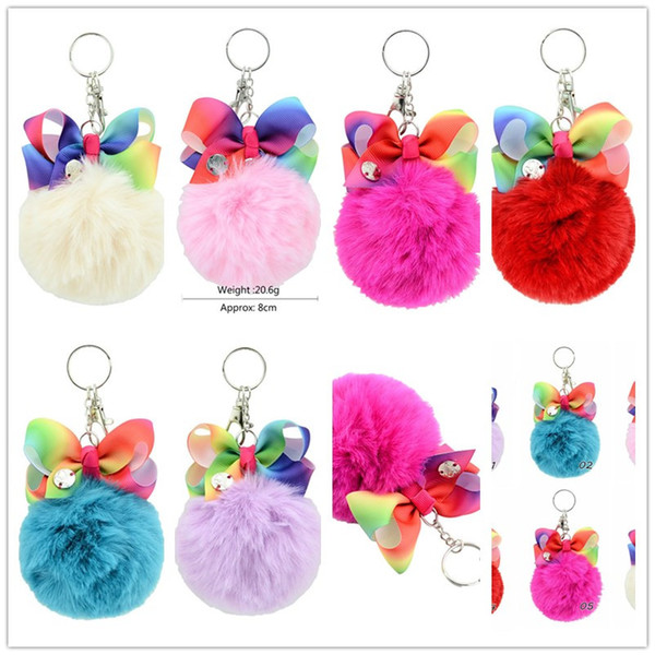 Cute Pompom Jojo Swia Keychain Wool Ball Keyring for Children Girls Backpack Pendant Key Chain Women Car Styling Bags Charm Jewelry A363