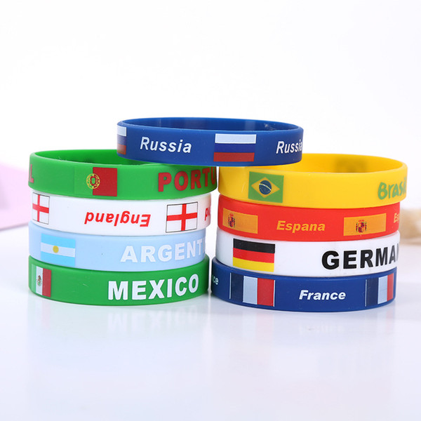 DHL World Cup Football Soccer Team Wristband Silicone Wristlet Bracelet With National Flag Design advertising promotional gifts souvenirs