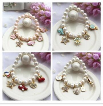 Kids's pearl bracelets Children's accessories with cute drops oil diamonds Jewelry