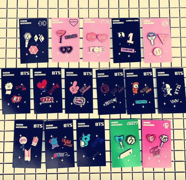 14pcs/lot bts /twice/exo/blackpink/got7/seventeen/izone badge/brooch can be choose